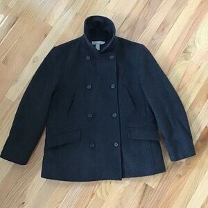 Vintage 90s 1998 J Crew Thinsulate Lined Wool Pea Coat - Charcoal Gray Unisex SM